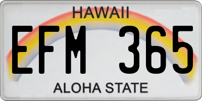 HI license plate EFM365