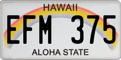 HI license plate EFM375