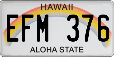 HI license plate EFM376