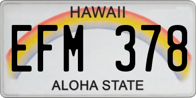 HI license plate EFM378