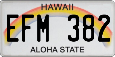HI license plate EFM382