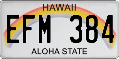 HI license plate EFM384