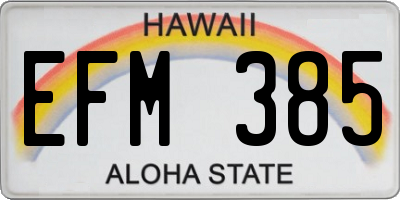 HI license plate EFM385