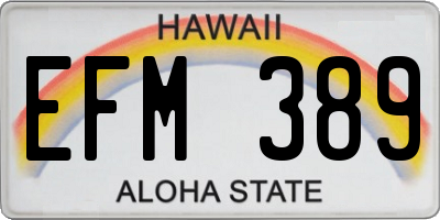 HI license plate EFM389