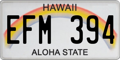 HI license plate EFM394