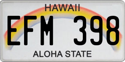 HI license plate EFM398