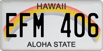 HI license plate EFM406