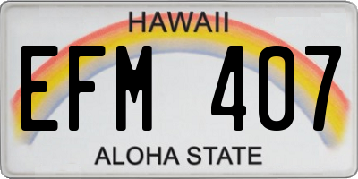 HI license plate EFM407