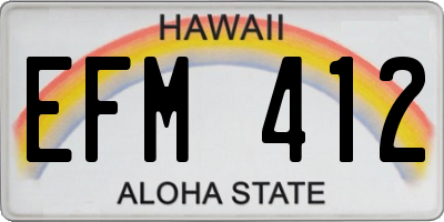 HI license plate EFM412