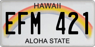 HI license plate EFM421