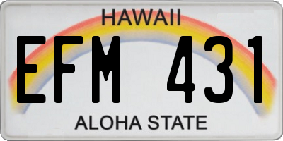HI license plate EFM431