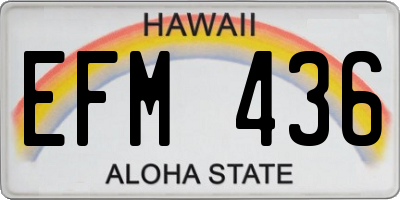 HI license plate EFM436