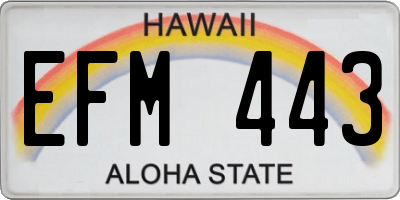 HI license plate EFM443