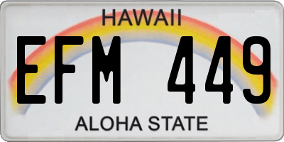 HI license plate EFM449