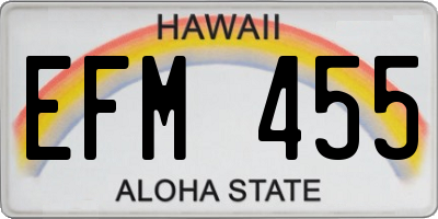 HI license plate EFM455