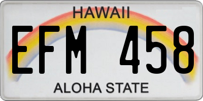 HI license plate EFM458