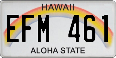 HI license plate EFM461