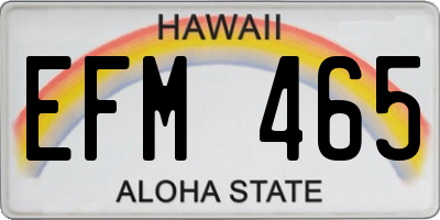 HI license plate EFM465