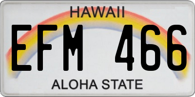 HI license plate EFM466