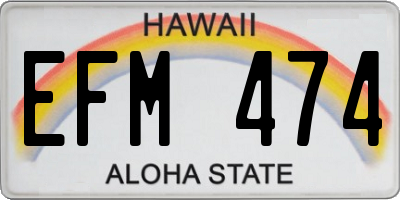 HI license plate EFM474