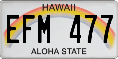 HI license plate EFM477