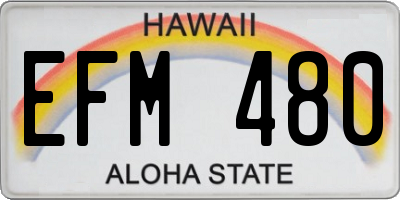 HI license plate EFM480