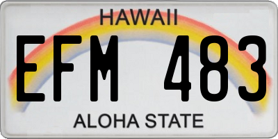 HI license plate EFM483