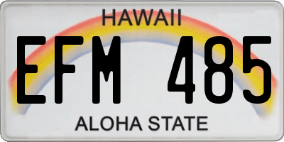 HI license plate EFM485