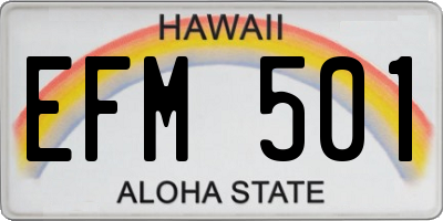 HI license plate EFM501