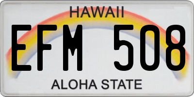HI license plate EFM508