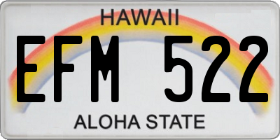 HI license plate EFM522