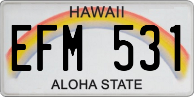 HI license plate EFM531