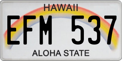 HI license plate EFM537