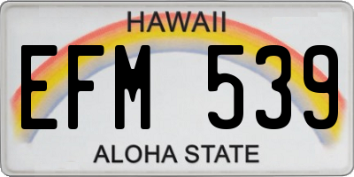 HI license plate EFM539