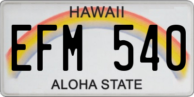HI license plate EFM540