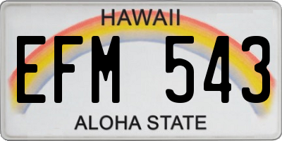 HI license plate EFM543