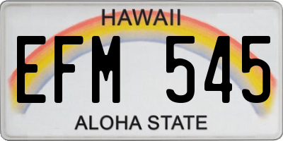 HI license plate EFM545