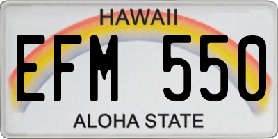 HI license plate EFM550