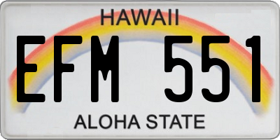 HI license plate EFM551