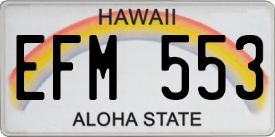 HI license plate EFM553