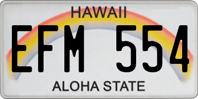 HI license plate EFM554