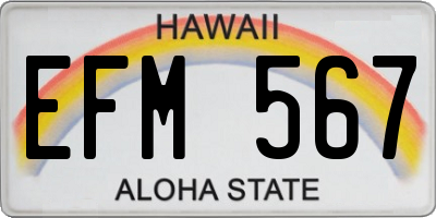 HI license plate EFM567