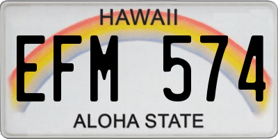 HI license plate EFM574