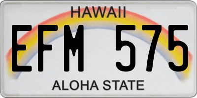 HI license plate EFM575