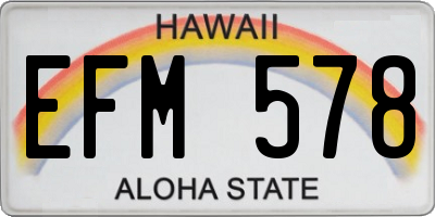 HI license plate EFM578
