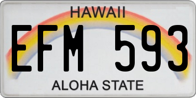 HI license plate EFM593