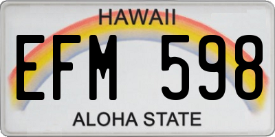 HI license plate EFM598