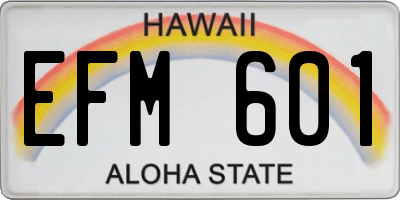 HI license plate EFM601