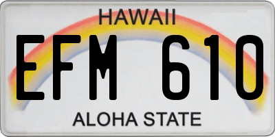 HI license plate EFM610
