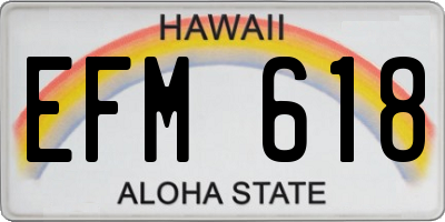 HI license plate EFM618